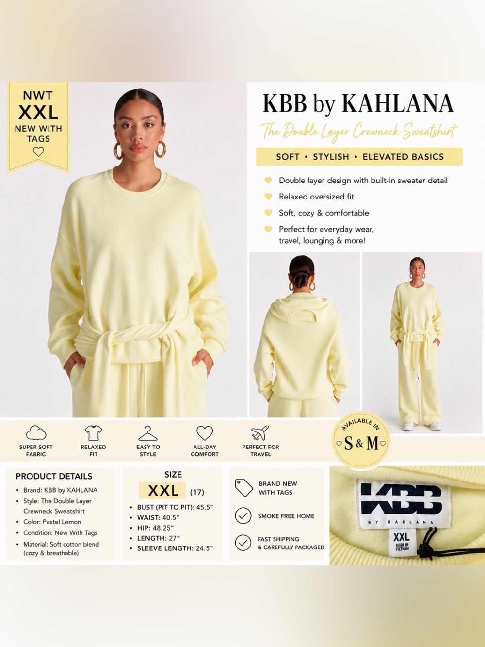 KBB by Kahlana Double Layer Crewneck Sweatshirt NWT | Women’s XXL
